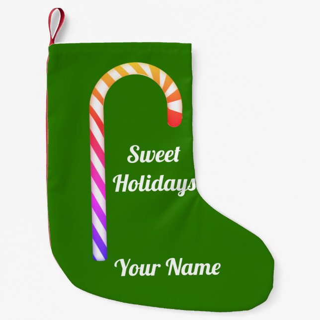 Fruity Candy Cane Add Name Christmas Stocking (Front)