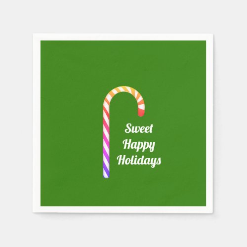 Fruity Candy Cane Sweet Happy Holiday Paper Napkin