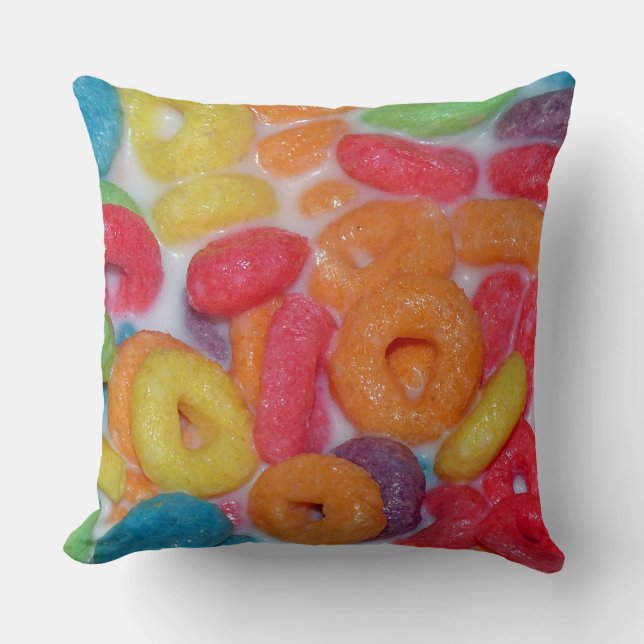 Fruity Cereal Throw Pillow (Front)