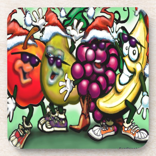 Fruity Christmas Beverage Coaster (Front)
