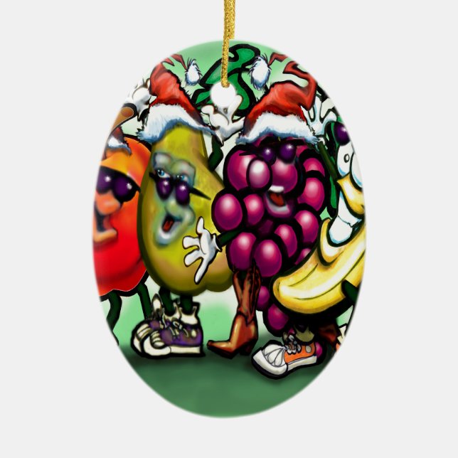Fruity Christmas Ceramic Ornament (Front)
