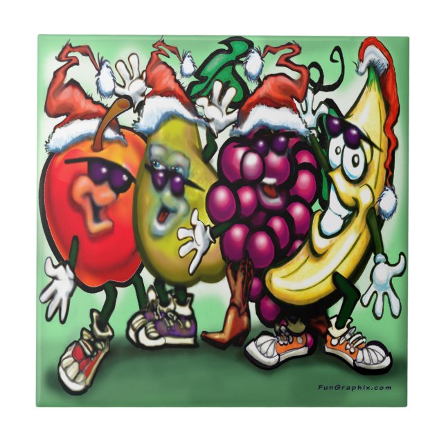 Fruity Christmas Ceramic Tile (Front)