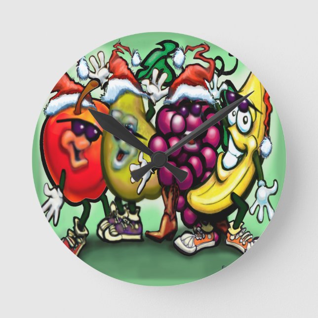 Fruity Christmas Round Clock (Front)