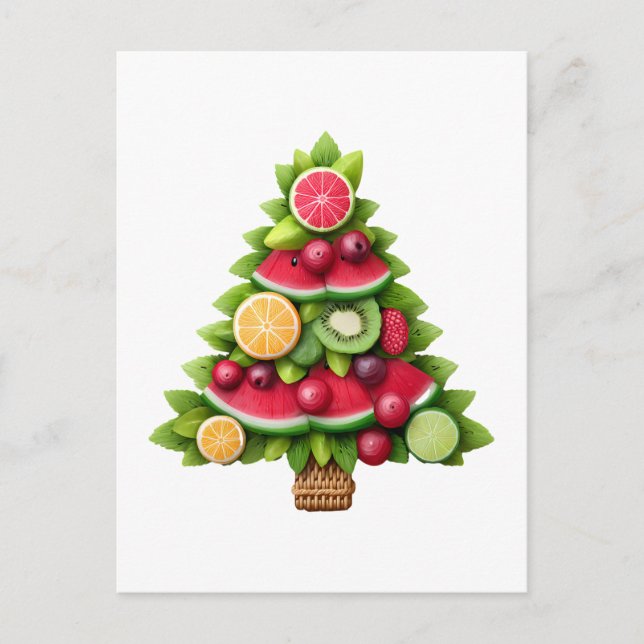 Fruity Christmas Tree Healthy Holiday Design Postcard (Front)