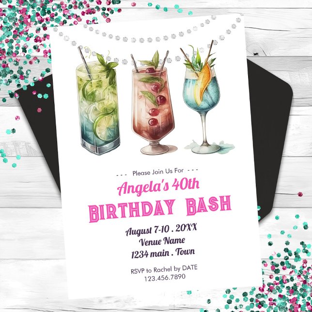 Fruity Cocktail 40th Birthday Summer  Invitation (Creator Uploaded)