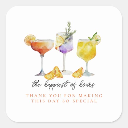 Fruity Drinks Bridal Shower Thank You Square Sticker