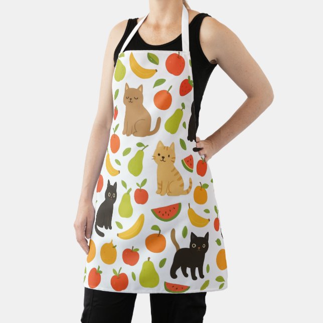 Fruity Feline Kitchen Apron: Cute Cats and Fruit  Apron (Insitu)