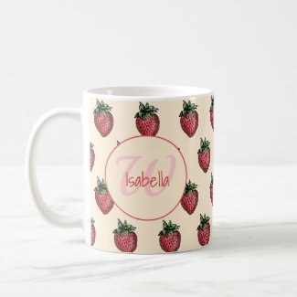 Fruity Fresh Strawberry Pattern Monogram Name