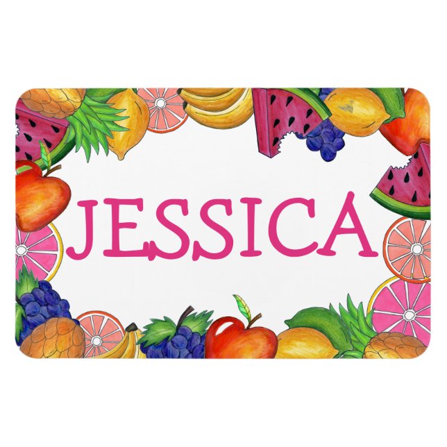 Fruity Fun Grapes Lemon Lime Watermelon Apple Magnet (Horizontal)