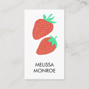 FRUITY FUN: strawberries illustrated Business Card