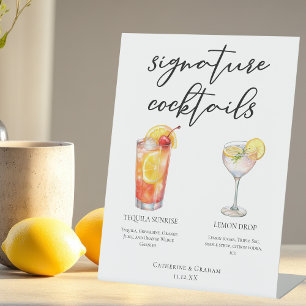 Fruity Garden Wedding Signature Cocktails Menu Pedestal Sign
