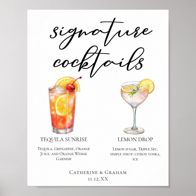Fruity Garden Wedding Signature Cocktails Menu Poster (Front)