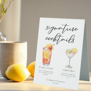 Fruity Garden Wedding Signature Cocktails Menu Table Tent