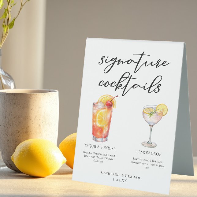 Fruity Garden Wedding Signature Cocktails Menu Table Tent (Creator Uploaded)