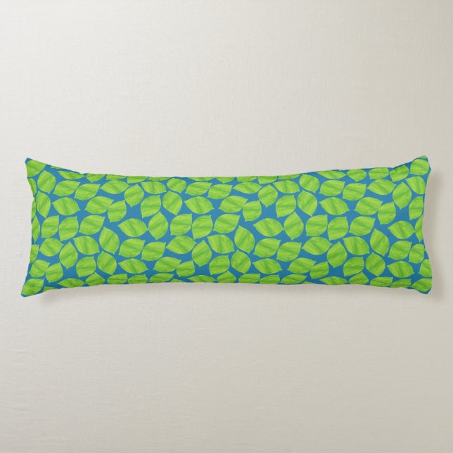 Fruity Green Limes on Blue Background to Customize Body Pillow (Front)