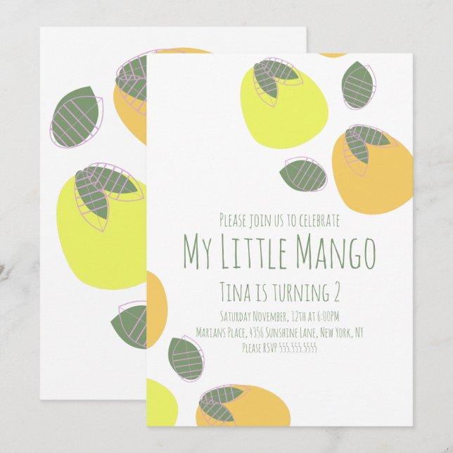 Fruity Little Mango Tropical Invitation (Front/Back)