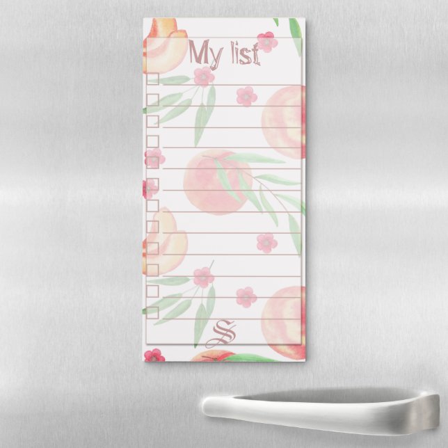 Fruity ,monogrammed ,personalized ,peach,reminder magnetic notepad (In Situ)