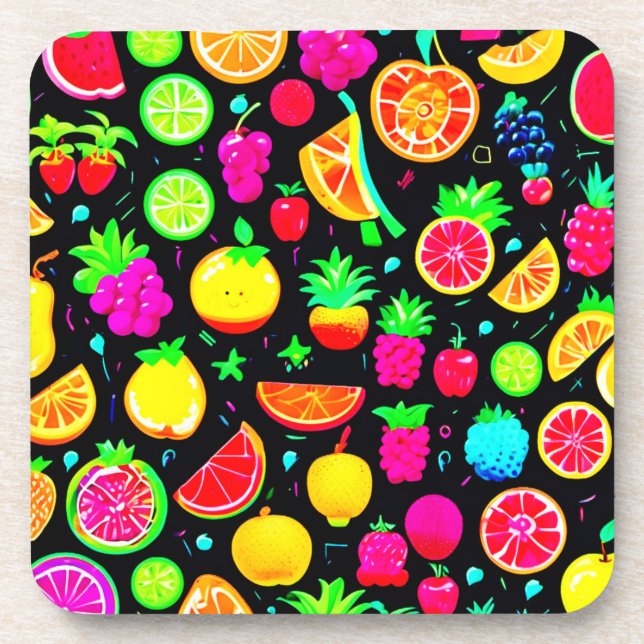 Fruity Mosaic Design Delight Beverage Coaster (Front)
