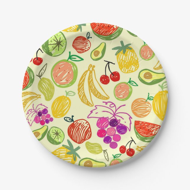 Fruity Pattern Paper Plates (Front)