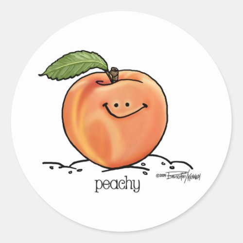 Fruity Peach _ Cartoon Classic Round Sticker