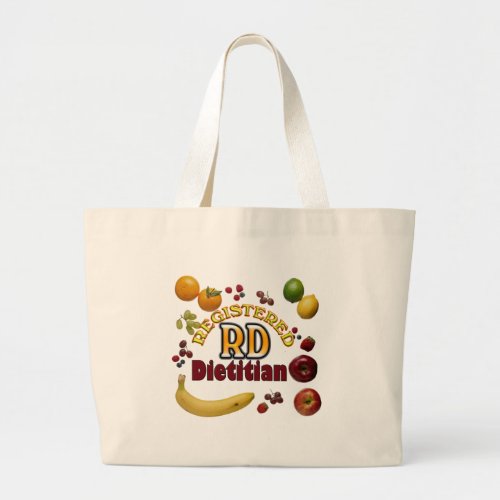 FRUITY RD _ REGISTERED DIETITIAN LARGE TOTE BAG