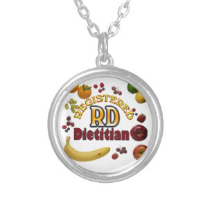 FRUITY RD REGISTERED DIETITIAN SILVER PLATED NECKLACE