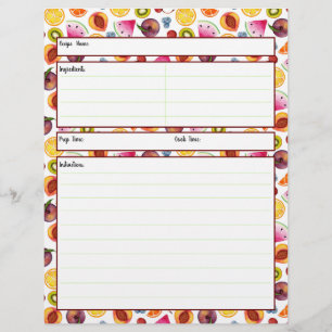 Fruity Recipe Sheet