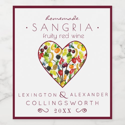 Fruity Sangria Red Wine Label