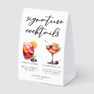 Fruity Signature Cocktails Wedding Menu Paper Table Tent