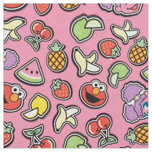 Fruity Sticker Elmo & Abby Cadabby Pattern Fabric