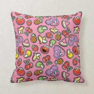 Fruity Sticker Elmo & Abby Cadabby Pattern Throw Pillow