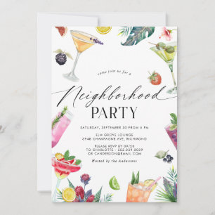 Fruity Summer Cocktails   Neighborhood Party Invitation