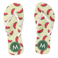 Fruity Summer Red Watermelon Monogram Flip Flops