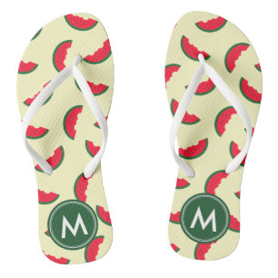 Fruity Summer Red Watermelon Monogram Flip Flops