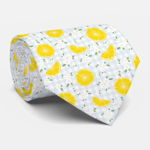 Fruity Summer Yellow & Blue Lemon Neck Tie
