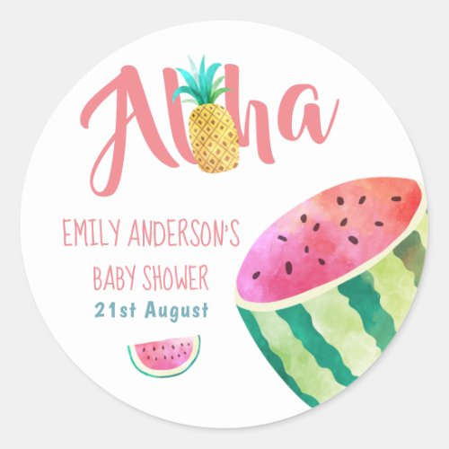 Fruity Tropical Baby Shower  Stickers Melon ALOHA