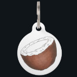 Fruity Tropical Island Beach Coconut Foodie Pet Tag<br><div class="desc">Pet tag design features an original illustration of a tropical coconut. Just personalize with the name of your dog or cat.

Lots of coordinating pet products are also available from this shop! Don't see exactly what you're looking for? Contact Rebecca to have a product customized just for you!</div>