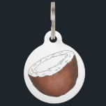 Fruity Tropical Island Beach Coconut Foodie Pet Tag<br><div class="desc">Pet tag design features an original illustration of a tropical coconut. Just personalize with the name of your dog or cat.

Lots of coordinating pet products are also available from this shop! Don't see exactly what you're looking for? Contact Rebecca to have a product customized just for you!</div>