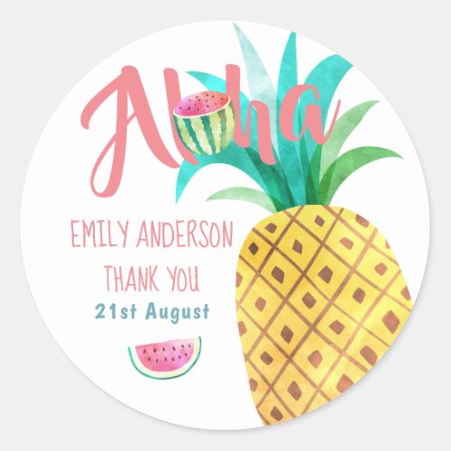 Fruity Tropical Thank You Stickers Pineapple