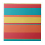 Fruity Tropical Tonal Stripes Ceramic Tile