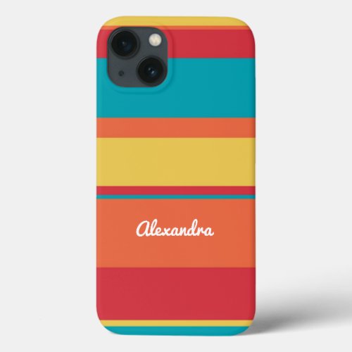 Fruity Tropical Tonal Stripes Cute Personalized iPhone 13 Case