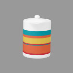 Fruity Tropical Tonal Stripes Teapot