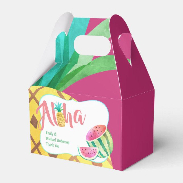 Fruity Tropical Watermelon Pineapple Gable Favor Boxes (Front Side)