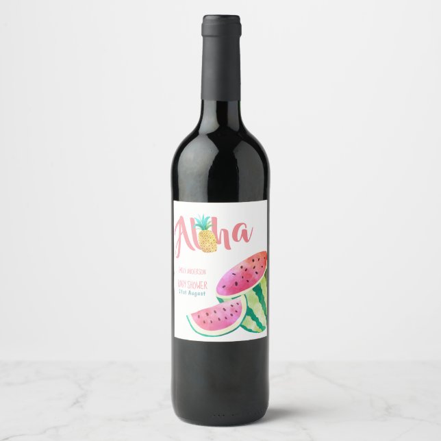 Fruity Tropical Wine Labels Watermelon Pineapple (Front)