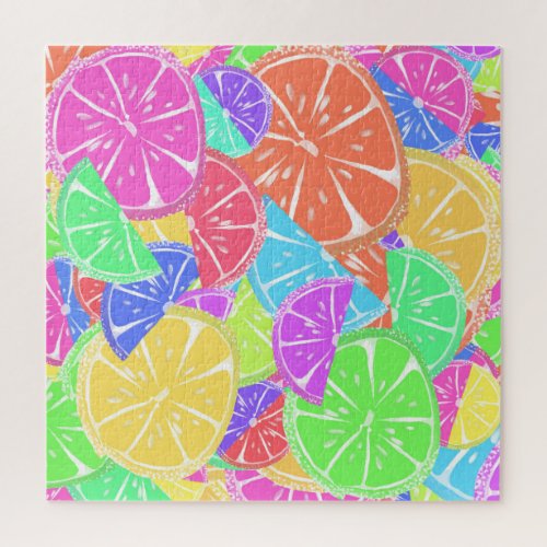 Fruity Tutti Colorful Fruit Slices Jigsaw Puzzle