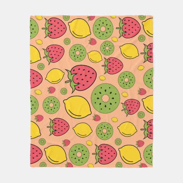 Fruity wallpaper: strawberries, lemons, kiwis. fleece blanket (Front)
