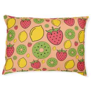 Fruity wallpaper: strawberries, lemons, kiwis. pet bed
