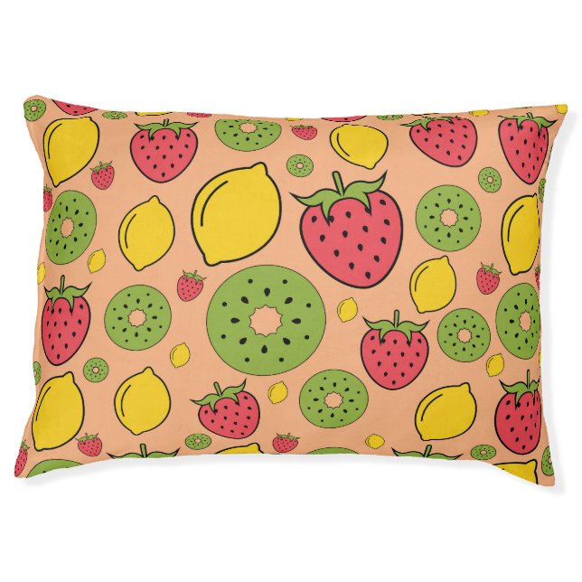 Fruity wallpaper: strawberries, lemons, kiwis. pet bed (Front)