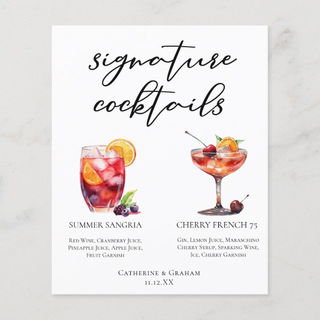 Fruity Wedding Signature Cocktails Menu (Front)