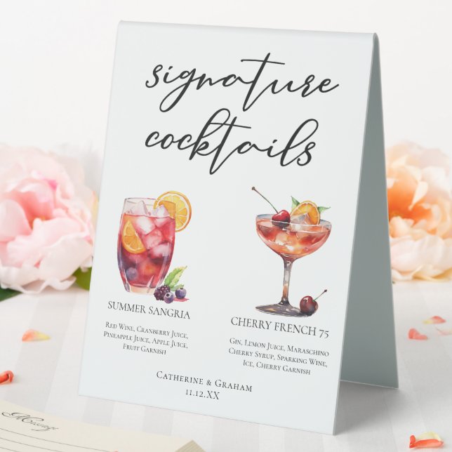 Fruity Wedding Signature Cocktails Menu Table Tent (In SItu (Wedding))